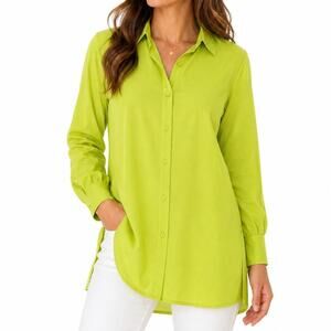 Jon & Anna Contemporary Neon Lime Button Down Tunic